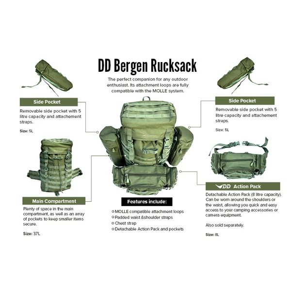 DD Bergen Rucksack hátizsák - Olive Green
